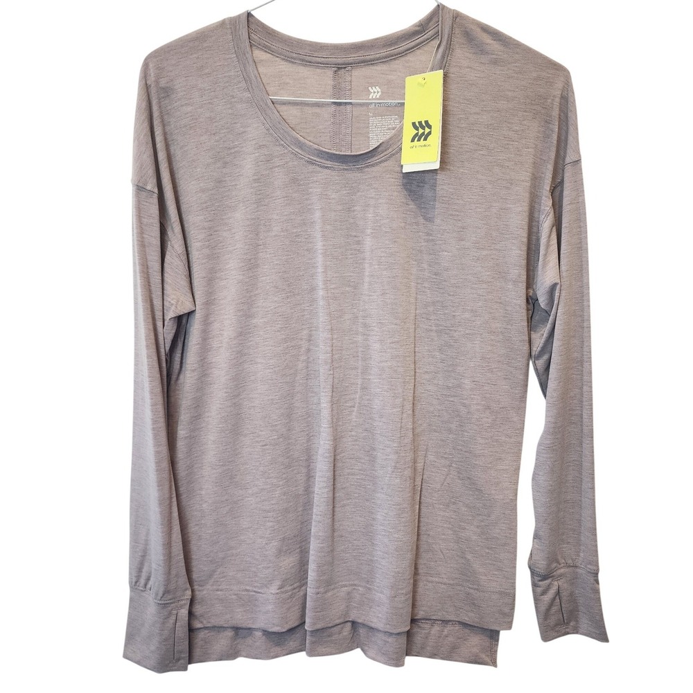 All in Motion Active Long Sleeve Top Lilac Womens Relaxed Fit Thumbholes M NWT